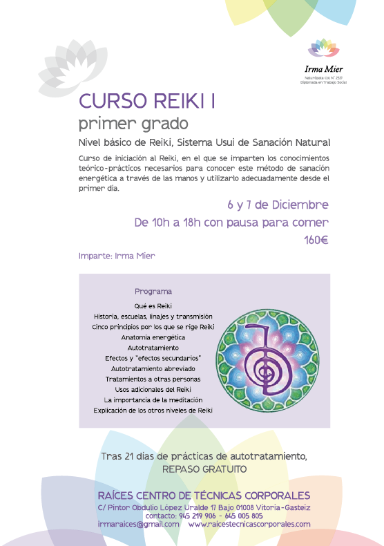 Curso de Reiki primer grado para grupos en Vitoria-Gasteiz